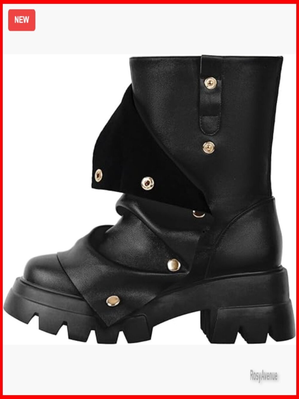 Platform Punk Boots Slouch Fold Over Ankle Pull On Ruched